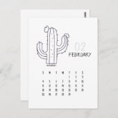Februari Cactus 2024 Kalender Kaart (Voorkant / Achterkant)