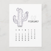 Februari Cactus 2024 Kalender Kaart (Voorkant)