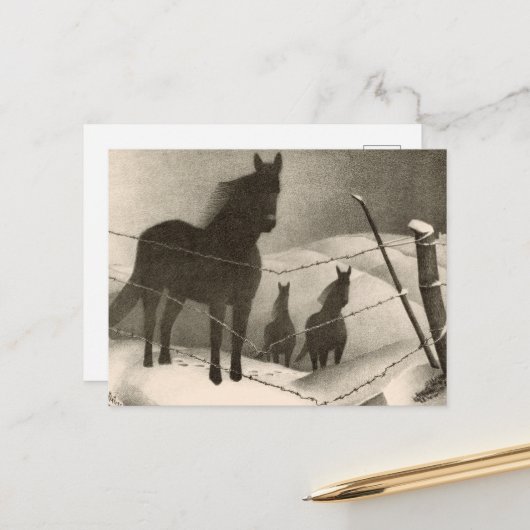 Februari door Grant Wood Feestdagenkaart (Voorkant / Achterkant in situ)