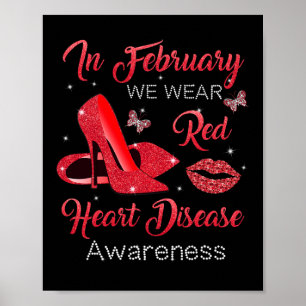 Februari Draag Rode hoge hakken hartziekte Awarene Poster