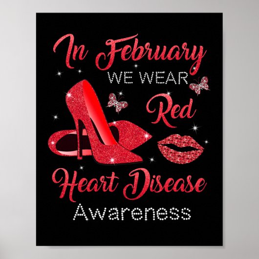 Februari Draag Rode hoge hakken hartziekte Awarene Poster (Voorkant)