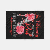Februari Draag we Red Butterfly Heart Disease Awar Fleece Deken (Voorkant (Horizontaal))