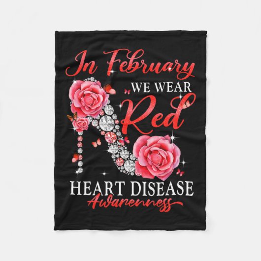 Februari Draag we Red Butterfly Heart Disease Awar Fleece Deken (Voorkant)