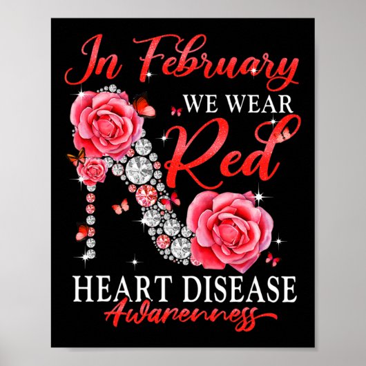 Februari Draag we Red Butterfly Heart Disease Awar Poster (Voorkant)