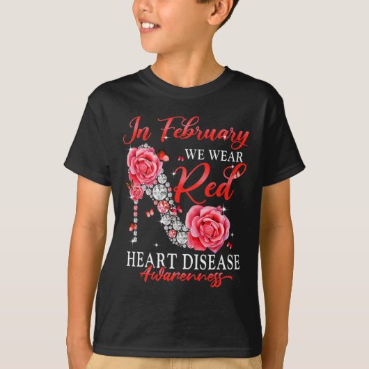 Februari Draag we Red Butterfly Heart Disease Awar T-shirt (Voorkant)