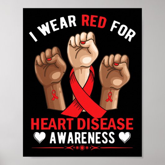 Februari Draag we Red Heart Disease Awareness Amer Poster (Voorkant)