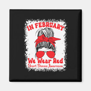 Februari Draag we Red Heart Disease Awareness Mess Magneet