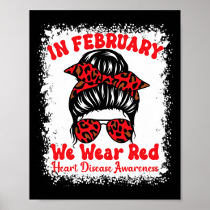 Februari Draag we Red Heart Disease Awareness Mess Poster