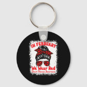 Februari Draag we Red Heart Disease Awareness Mess Sleutelhanger (Voorkant)