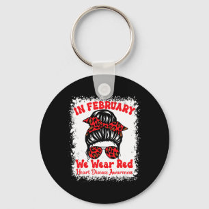 Februari Draag we Red Heart Disease Awareness Mess Sleutelhanger