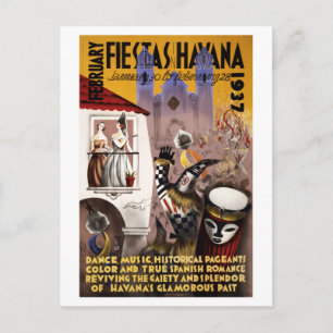 Februari Fiestas in Havana Vintage Poster Briefkaart