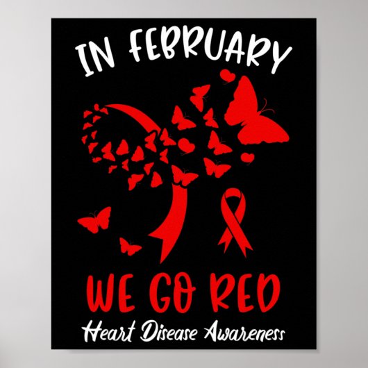 Februari gaan we Red American Heart Disease Awaren Poster (Voorkant)