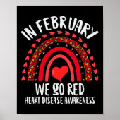 Februari gaan we Red Heart Disease Awareness Red R Poster (Voorkant)