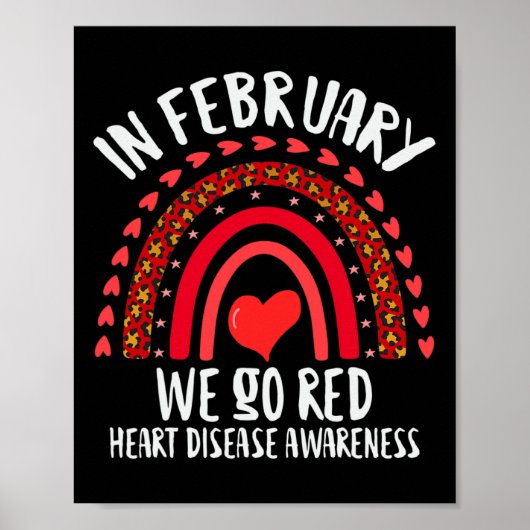 Februari gaan we Red Heart Disease Awareness Red R Poster (Voorkant)