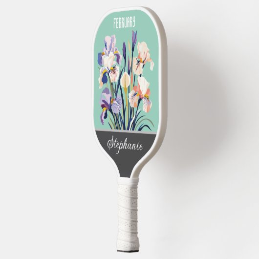 Februari Geboorte Bloem Aangepaste naam Pickleball Paddle (Links)