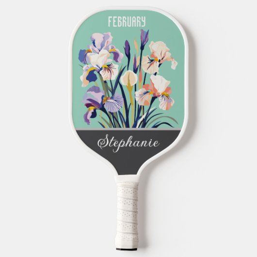 Februari Geboorte Bloem Aangepaste naam Pickleball Paddle (Achterkant)