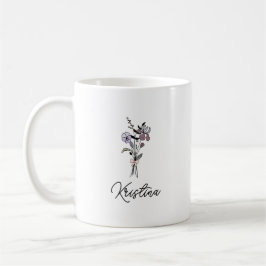 Februari Geboorte Bloem & Elegante Script Naam Koffiemok