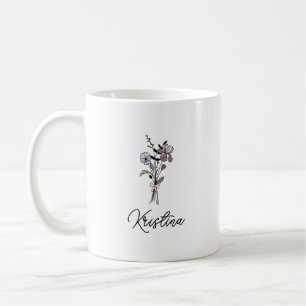 Februari Geboorte Bloem & Elegante Script Naam Koffiemok