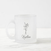 Februari Geboorte Bloem & Elegante Script Naam Matglas Koffiemok (Links)