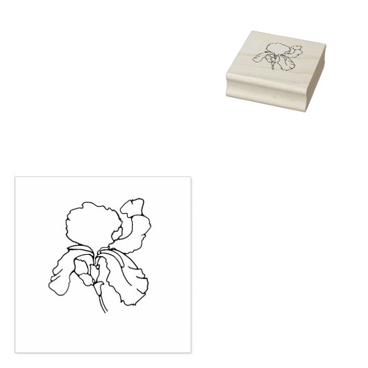Februari Geboorte Bloem Iris Rubberstempel (Gestempeld)