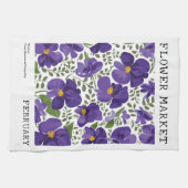 Februari Geboorte Bloemmarkt Paarse Violet Bloemen Theedoek (Horizontaal)