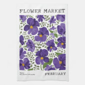 Februari Geboorte Bloemmarkt Paarse Violet Bloemen Theedoek (Verticaal)