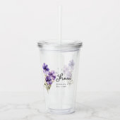 Februari Geboorte Maand Bloem Violet gepersonalise Acryl Drinkbeker (Voorkant)