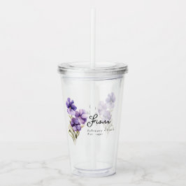 Februari Geboorte Maand Bloem Violet gepersonalise Acryl Drinkbeker