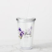 Februari Geboorte Maand Bloem Violet gepersonalise Acryl Drinkbeker (Achterkant)
