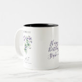 Februari Geboorte Maand Bloem Violet Verjaardagsca Tweekleurige Koffiemok (Voorkant links)