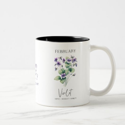 Februari Geboorte Maand Bloem Violet Verjaardagsca Tweekleurige Koffiemok (Rechts)