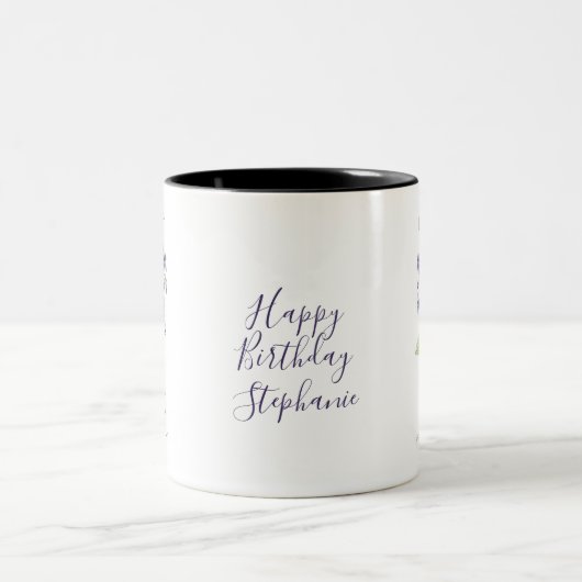 Februari Geboorte Maand Bloem Violet Verjaardagsca Tweekleurige Koffiemok (Center)