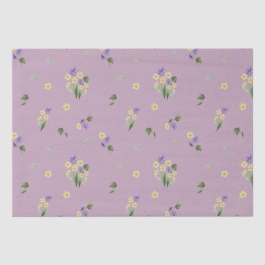Februari Geboorte Maand Bloemen Primrose Violet Tissuepapier (Voorkant)