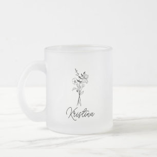 Februari Geboortebloem & Elegante Script Naam Matglas Koffiemok