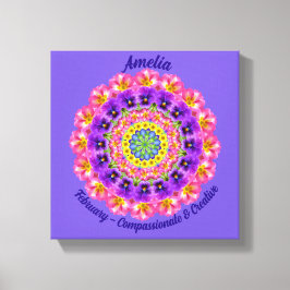 Februari Geboortebloem Gepersonaliseerde Mandala Z Canvas Afdruk