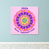 Februari Geboortebloem Gepersonaliseerde Mandala Z Canvas Afdruk (Insitu (Houten vloer))
