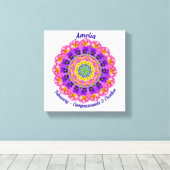 Februari Geboortebloem Gepersonaliseerde Mandala Z Canvas Afdruk (Insitu (Houten vloer))