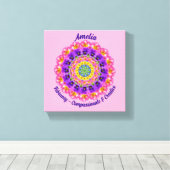 Februari Geboortebloem Gepersonaliseerde Mandala Z Canvas Afdruk (Insitu (Houten vloer))