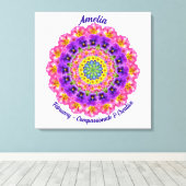 Februari Geboortebloem Gepersonaliseerde Mandala Z Canvas Afdruk (Insitu (Houten vloer))