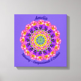 Februari Geboortebloem Gepersonaliseerde Mandala Z Canvas Afdruk