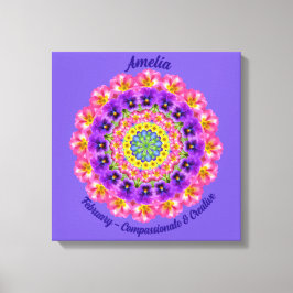 Februari Geboortebloem Gepersonaliseerde Mandala Z Canvas Afdruk