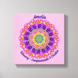 Februari Geboortebloem Gepersonaliseerde Mandala Z Canvas Afdruk