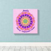 Februari Geboortebloem Gepersonaliseerde Mandala Z Canvas Afdruk (Insitu (Houten vloer))