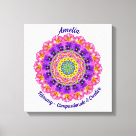 Februari Geboortebloem Gepersonaliseerde Mandala Z Canvas Afdruk