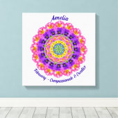 Februari Geboortebloem Gepersonaliseerde Mandala Z Canvas Afdruk (Insitu (Houten vloer))