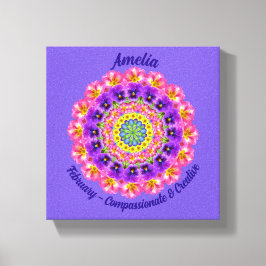 Februari Geboortebloem Gepersonaliseerde Mandala Z Canvas Afdruk