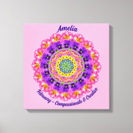 Februari Geboortebloem Gepersonaliseerde Mandala Z Canvas Afdruk