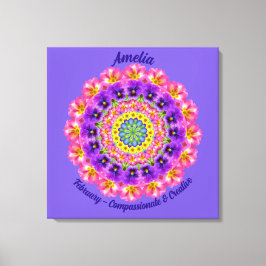 Februari Geboortebloem Gepersonaliseerde Mandala Z Canvas Afdruk