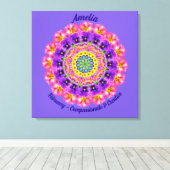 Februari Geboortebloem Gepersonaliseerde Mandala Z Canvas Afdruk (Insitu (Houten vloer))