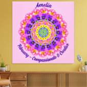 Februari Geboortebloem Gepersonaliseerde Mandala Z Canvas Afdruk (Insitu (Woonkamer))